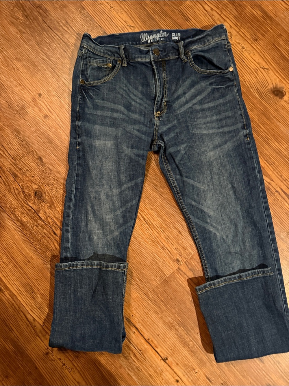 Wrangler Slim Boot Jeans in Dark Blue Wash